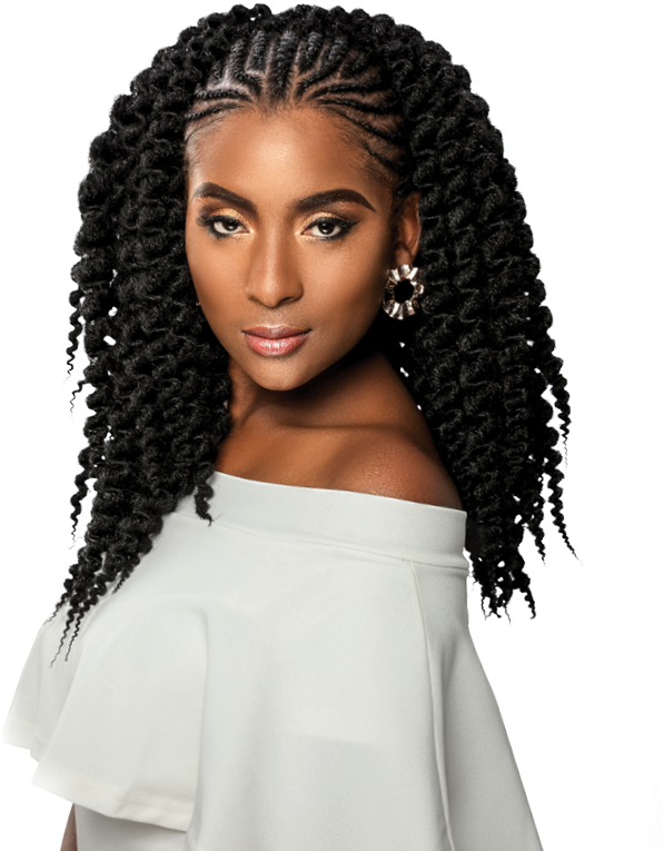 Elegant Womanwith Curly Hairstyle PNG image