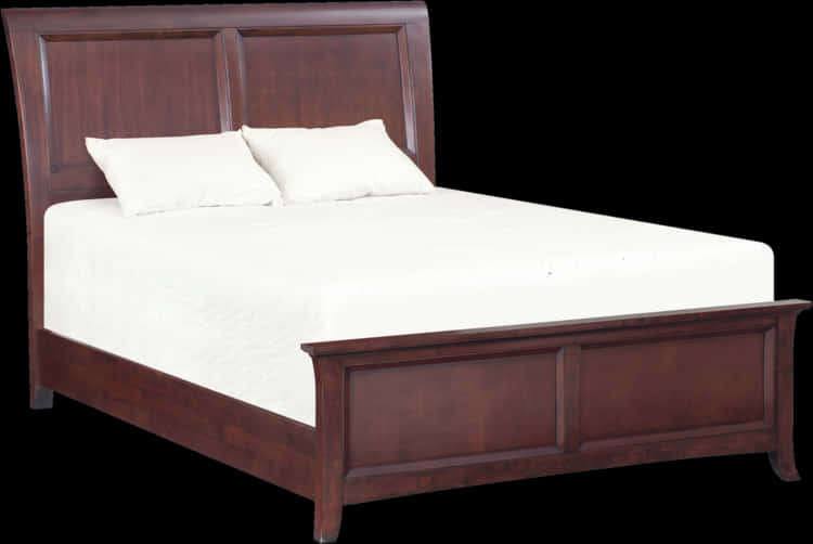 Elegant Wooden Bedwith White Bedding PNG image