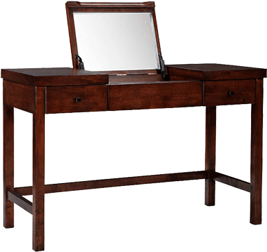 Elegant Wooden Dressing Table With Mirror PNG image