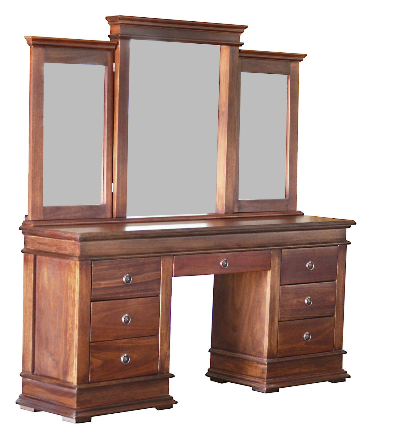 Elegant Wooden Dressing Tablewith Mirror PNG image