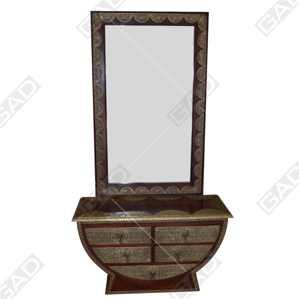 Elegant Wooden Dressing Tablewith Mirror PNG image