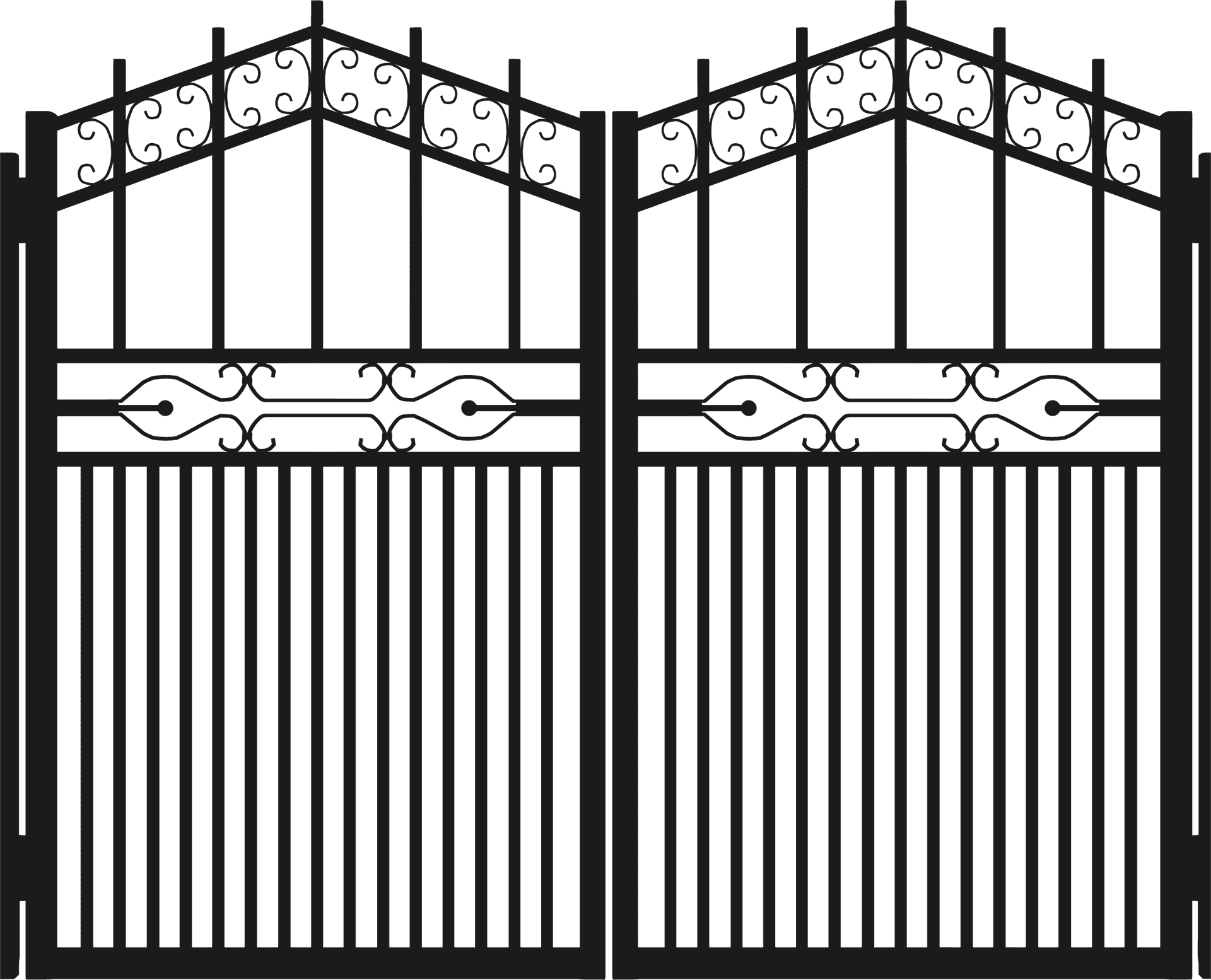 Elegant Wrought Iron Gate Design PNG image