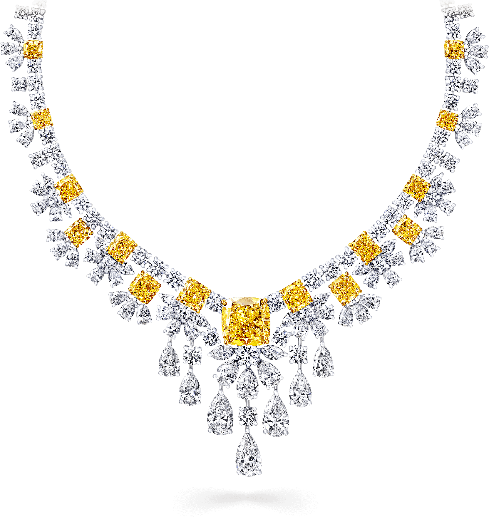 Elegant Yellow Diamond Necklace PNG image