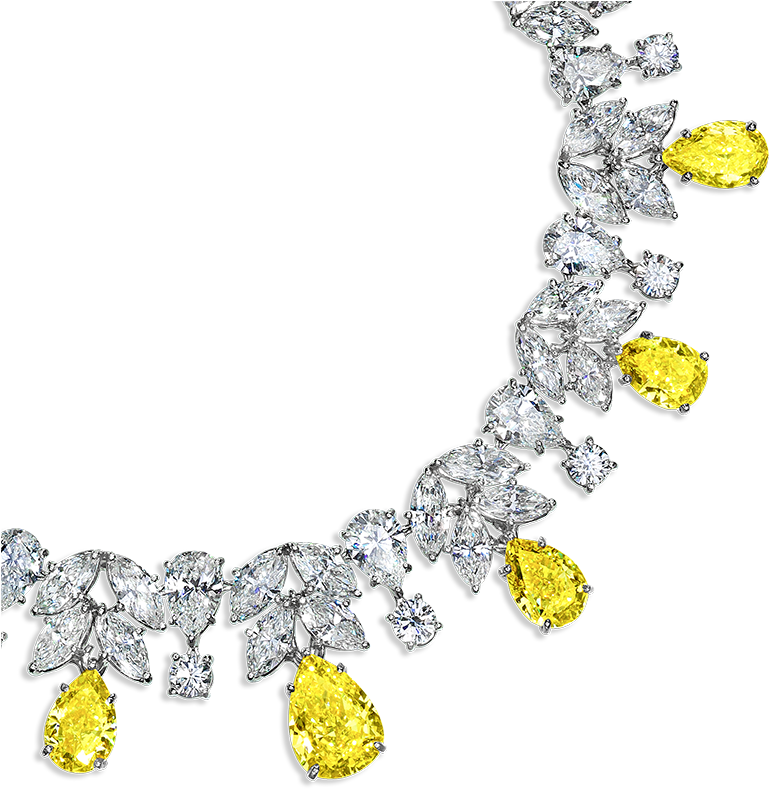 Elegant Yellow Diamond Necklace PNG image