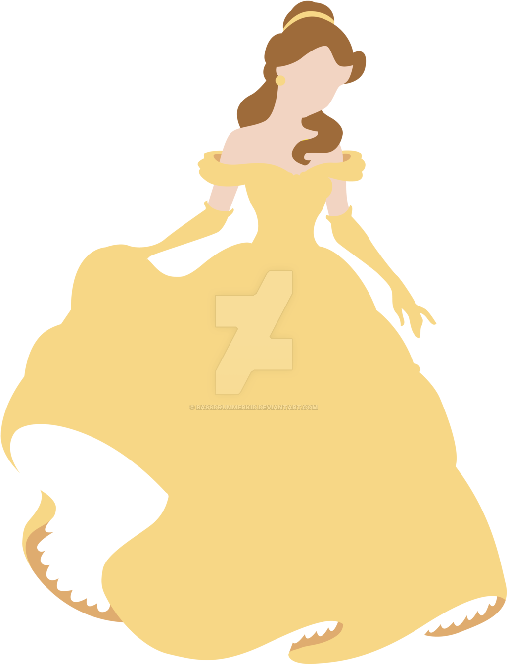 Elegant Yellow Gown Princess Silhouette PNG image