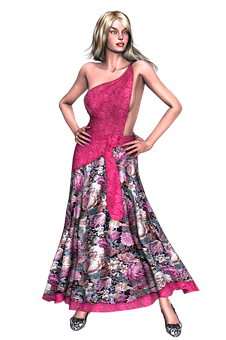 Elegant3 D Modelin Floral Dress PNG image