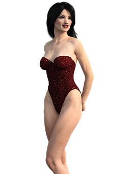 Elegant3 D Modelin Red Swimsuit PNG image