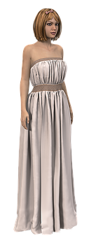 Elegant3 D Womanin White Dress PNG image