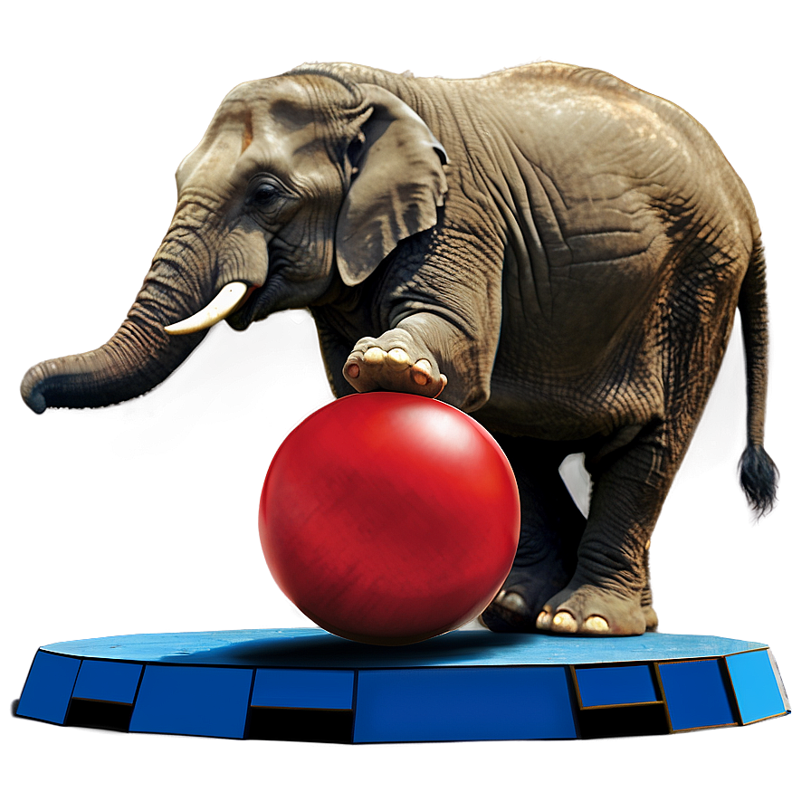 Elephant Balancing Ball Circus Png 05032024 PNG image