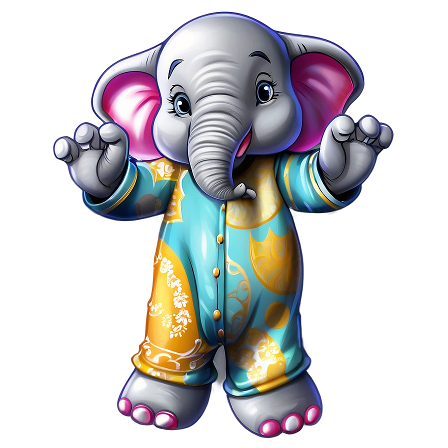 Elephant Cartoon In Pajamas Png 91 PNG image