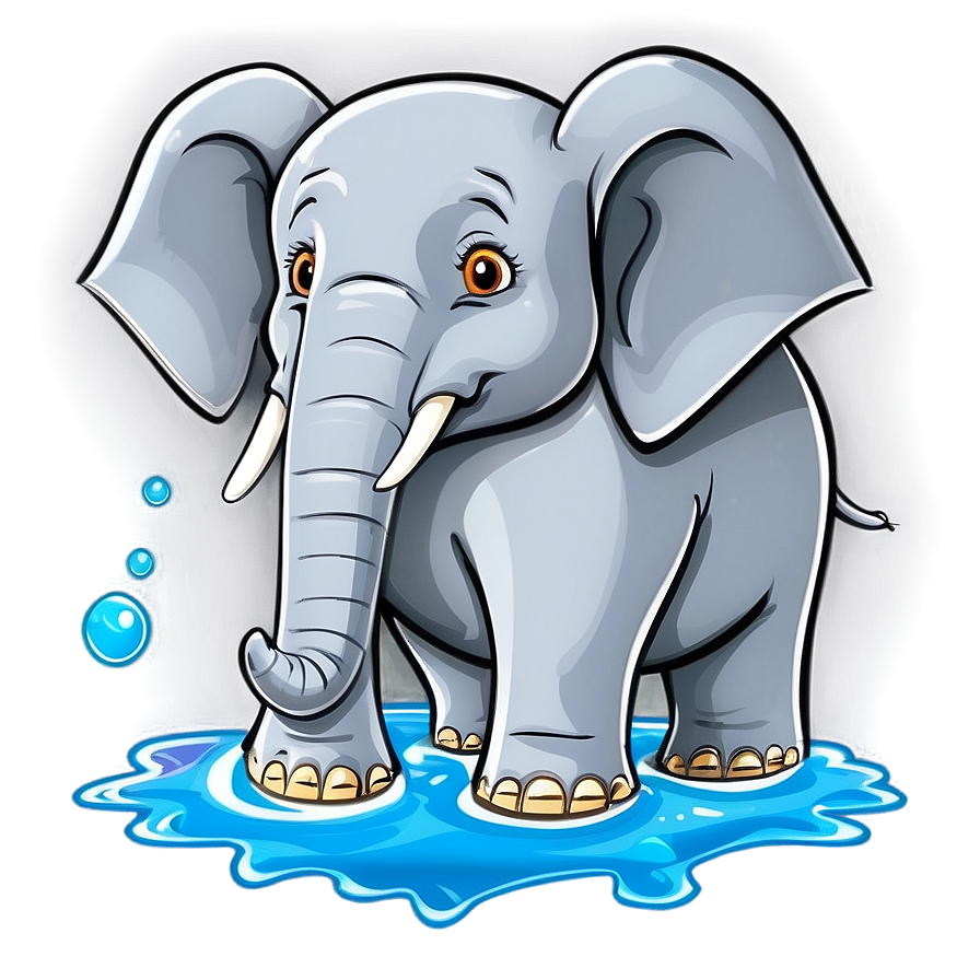 Elephant Cartoon In Water Png 06212024 PNG image