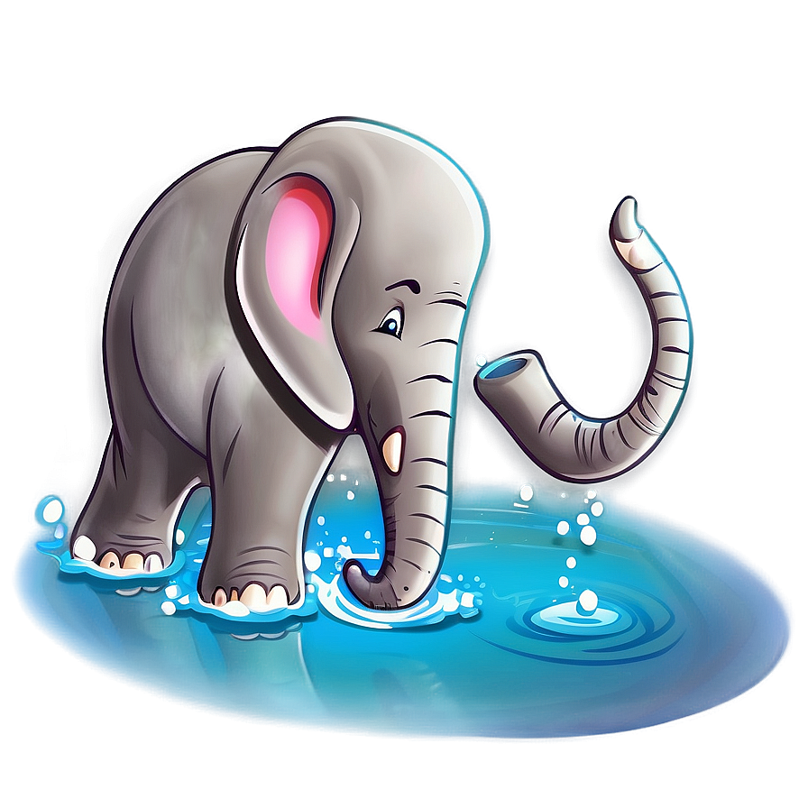 Elephant Cartoon In Water Png 19 PNG image