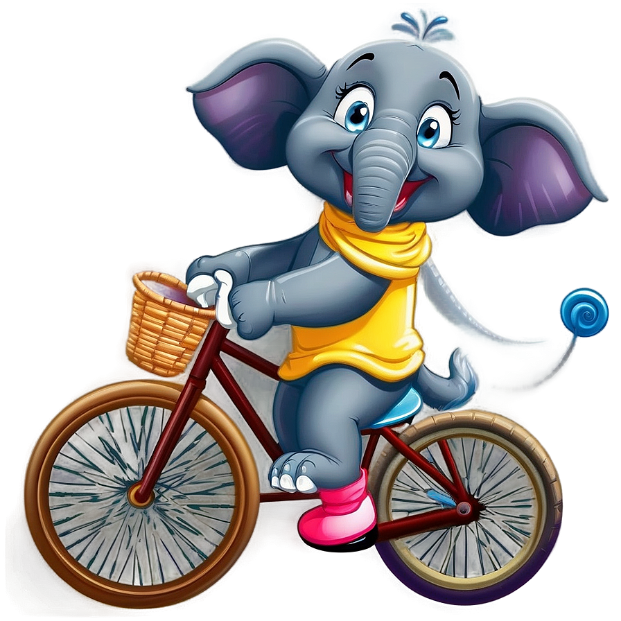 Elephant Cartoon On Bike Png 06212024 PNG image