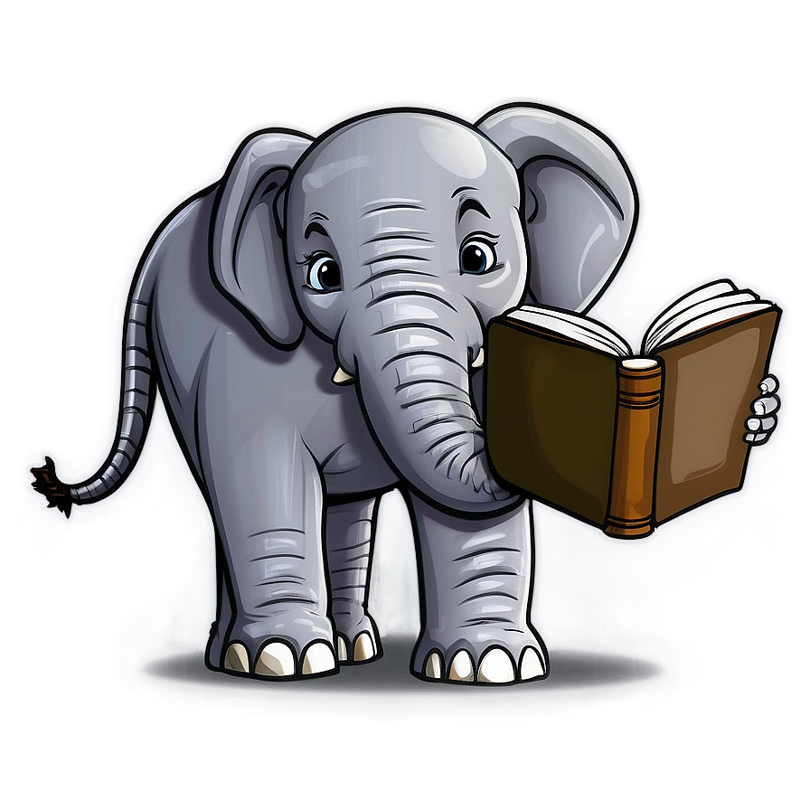 Elephant Cartoon With Book Png Cds PNG image