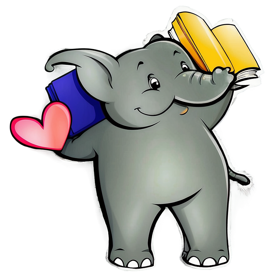 Elephant Cartoon With Book Png Wey PNG image