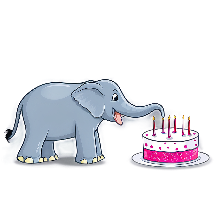 Elephant Cartoon With Cake Png 06212024 PNG image