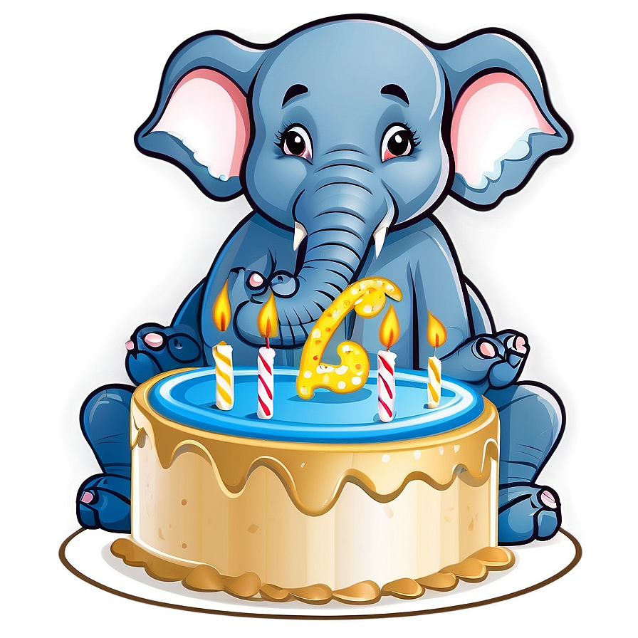 Elephant Cartoon With Cake Png 06212024 PNG image