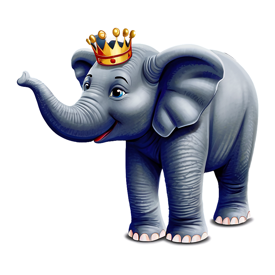 Elephant Cartoon With Crown Png 06212024 PNG image