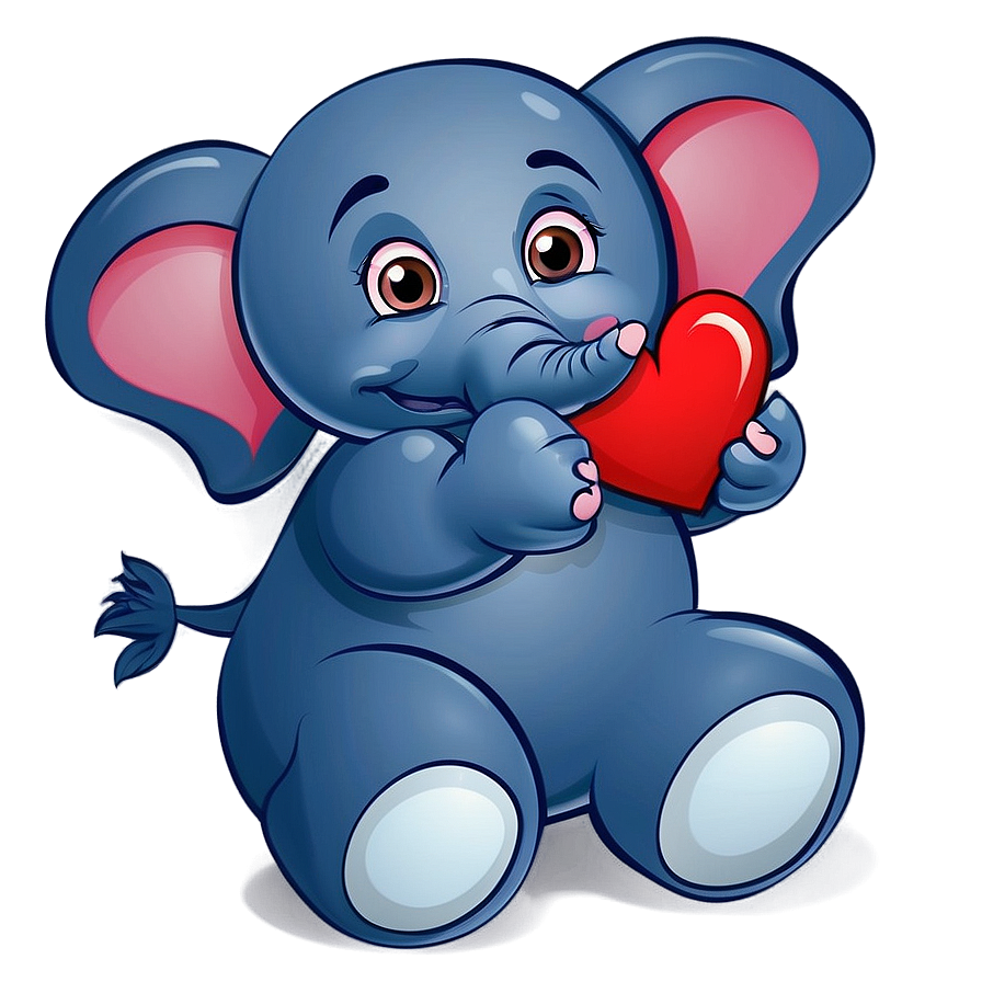 Elephant Cartoon With Heart Png Fam82 PNG image