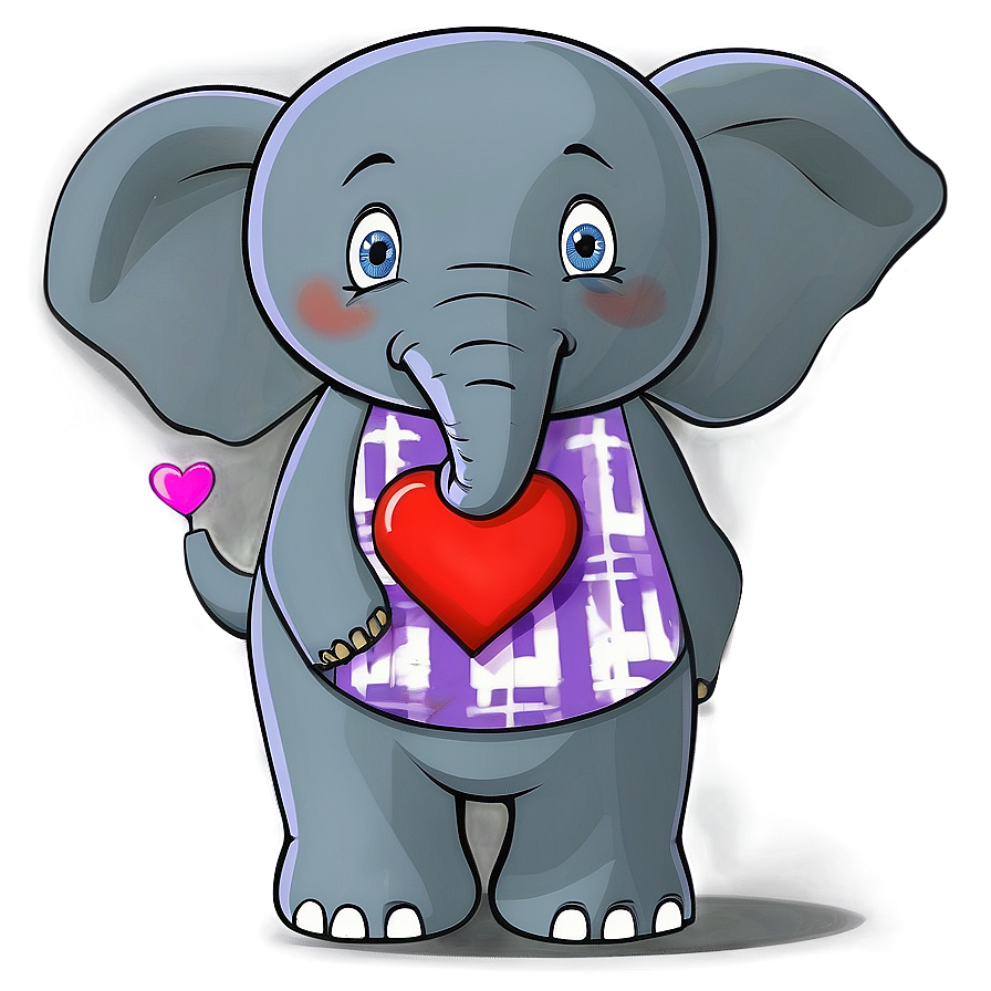 Elephant Cartoon With Heart Png Mmx PNG image