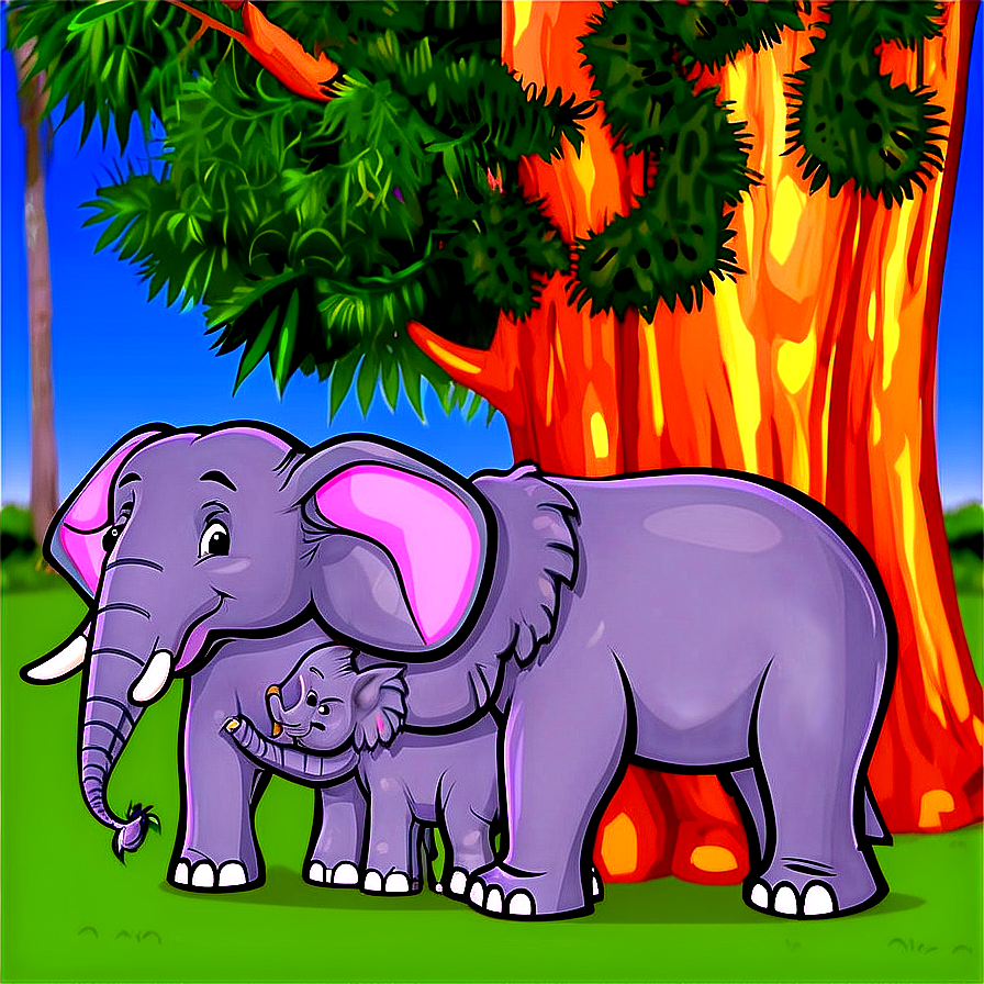 Elephant Family Cartoon Png 06212024 PNG image