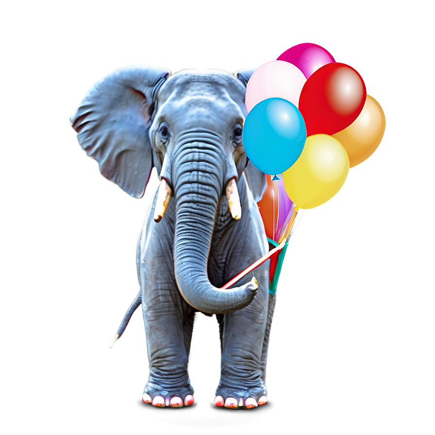 Elephant Holding Balloons Png 05032024 PNG image