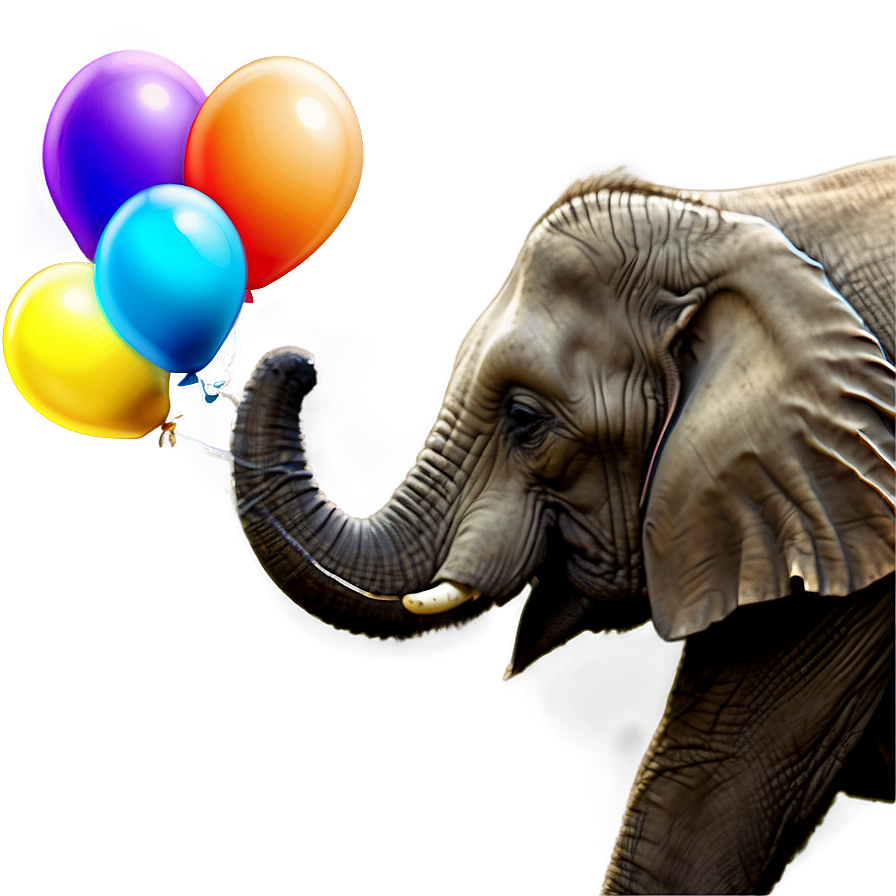 Elephant Holding Balloons Png Atv67 PNG image