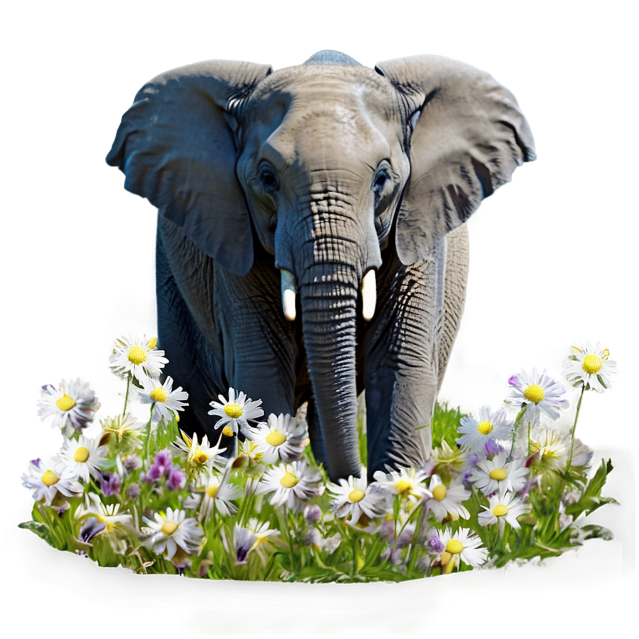 Elephant In Field Of Flowers Png Jbd97 PNG image