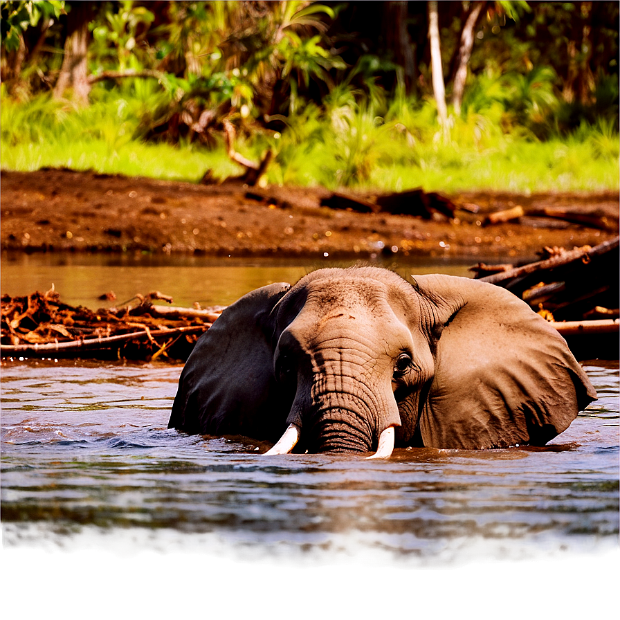 Elephant In River Crossing Png 81 PNG image