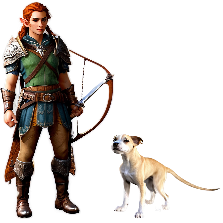 Elf Hunter With Pet Png 05232024 PNG image