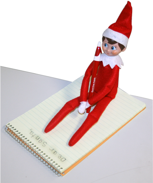 Elf On The Shelf With Notepad PNG image