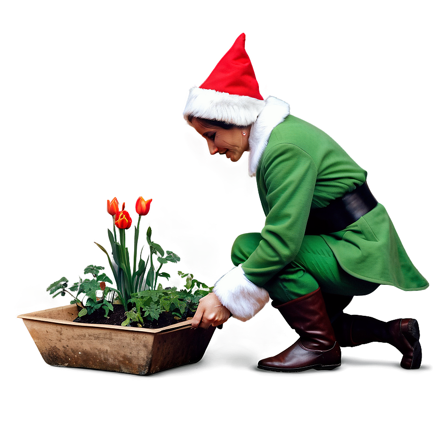 Elf Tending To Garden Png 05232024 PNG image