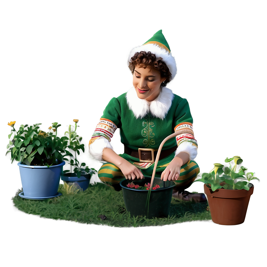 Elf Tending To Garden Png Wrv PNG image