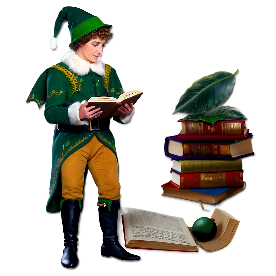 Elf With Magical Book Png 05232024 PNG image