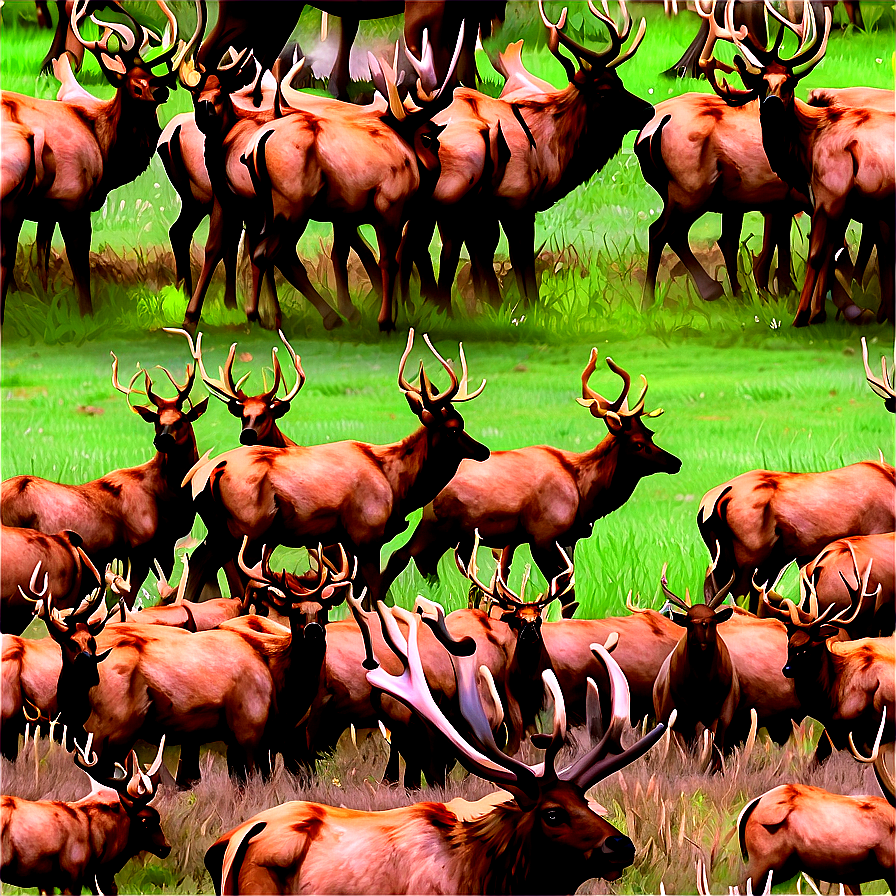Elk Herd Png 05242024 PNG image