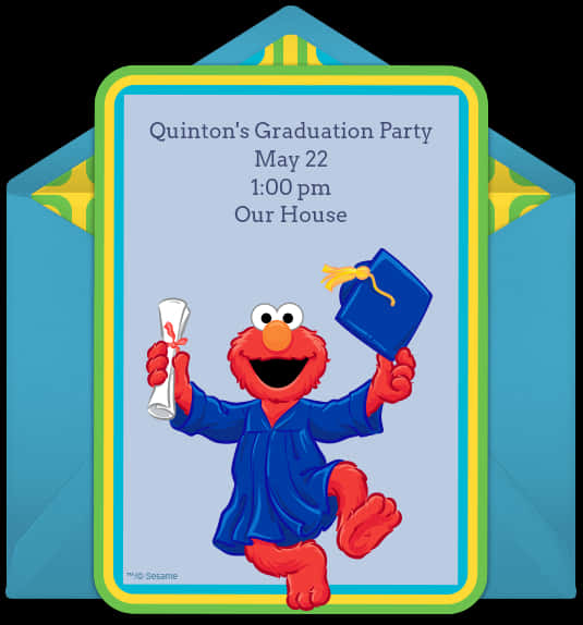 Elmo Graduation Party Invitation PNG image