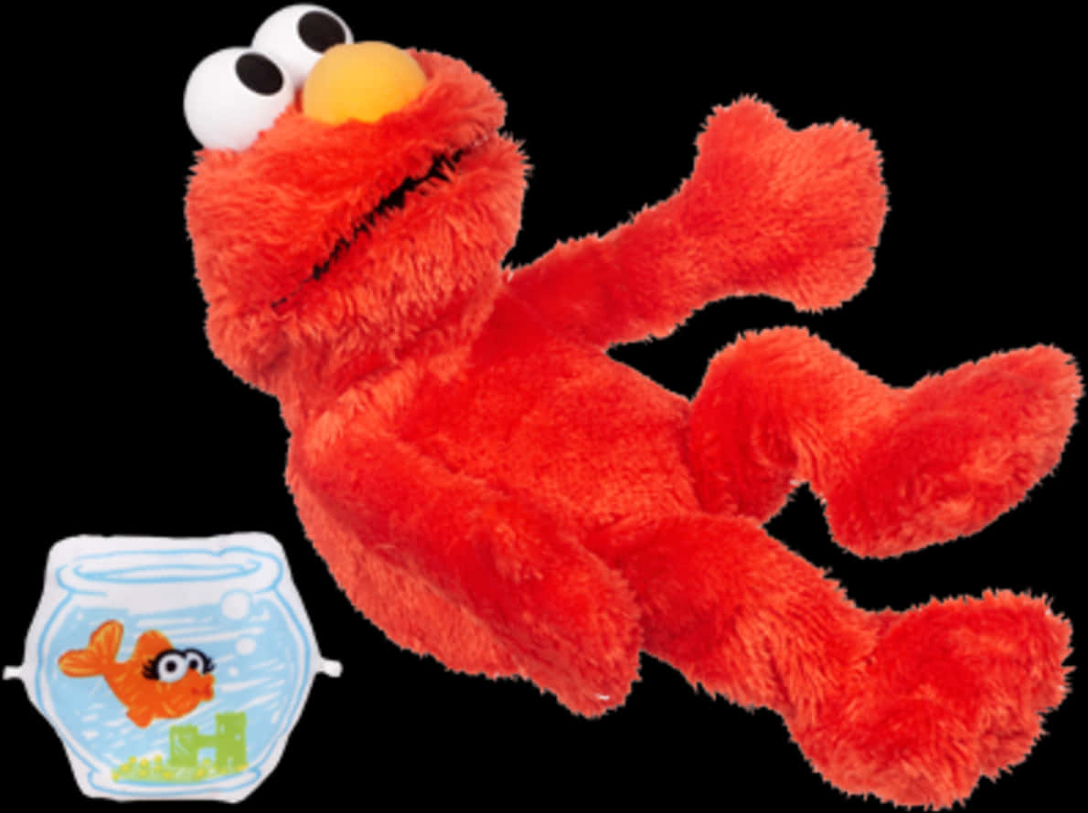Elmo Plush Toy With Fish Bowl PNG image