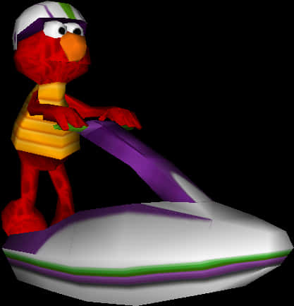 Elmo Riding Hovercraft3 D Render PNG image