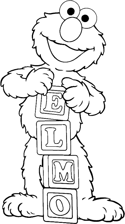 Elmo With Blocks Line Art PNG image