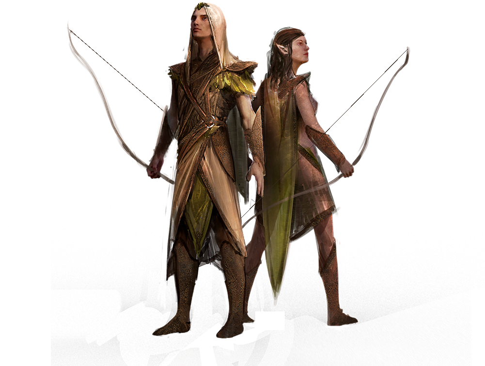 Elven Archers Fantasy Artwork PNG image