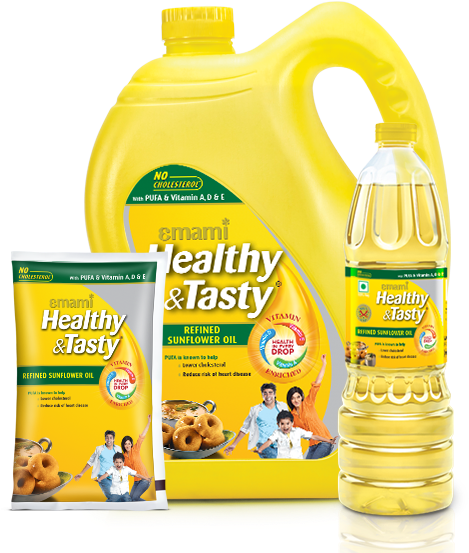 Emami Healthyand Tasty Sunflower Oil Products PNG image