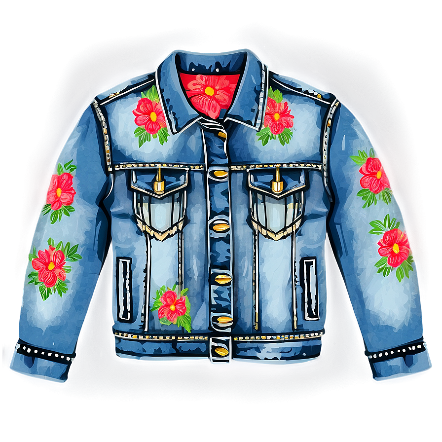 Embellished Denim Jacket Png 38 PNG image