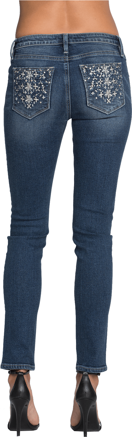 Embellished Pocket Skinny Jeans PNG image