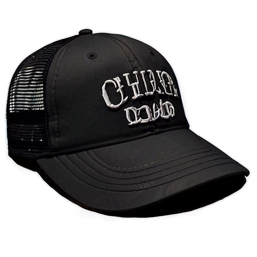 Embroidered Black Trucker Hat Png 06282024 PNG image