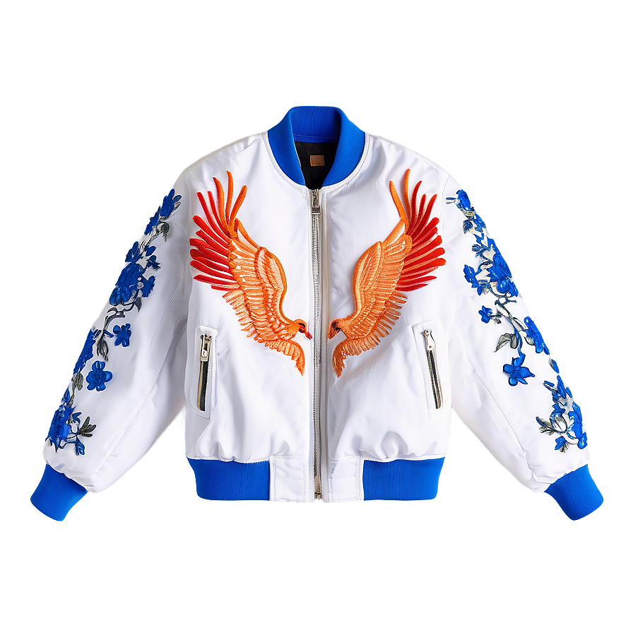 Embroidered Bomber Jacket Detailed Png Omm28 PNG image