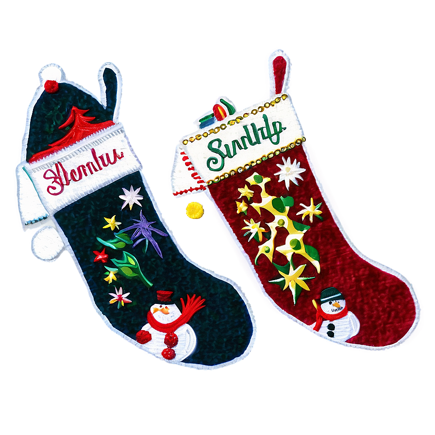 Embroidered Christmas Stocking Png Nds PNG image