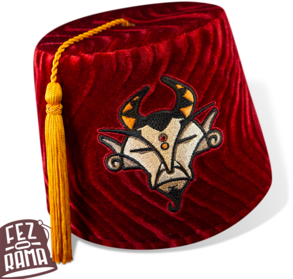 Embroidered Devil Fez Hat PNG image