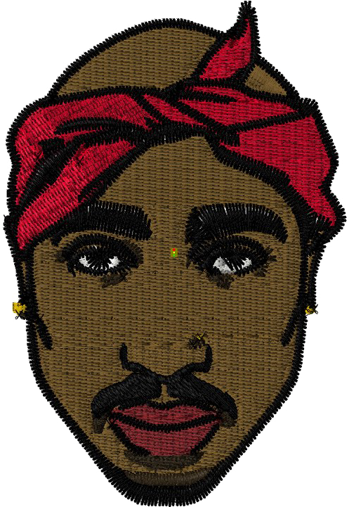 Embroidered Portraitof Music Artist PNG image