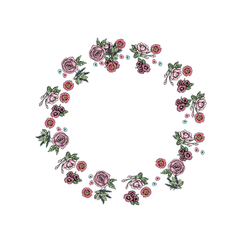 Embroidered Rose Wreath Design PNG image