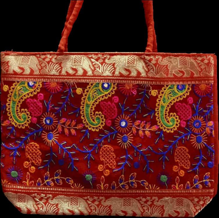 Embroidered Traditional Tote Bag PNG image